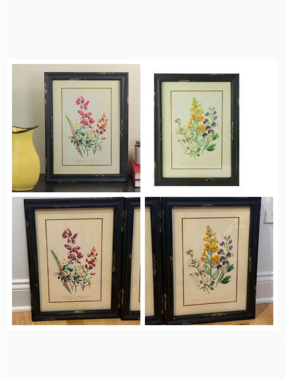 2/Black and Butter Yellow Pergola Distressed Wood Framed Print Wall Art